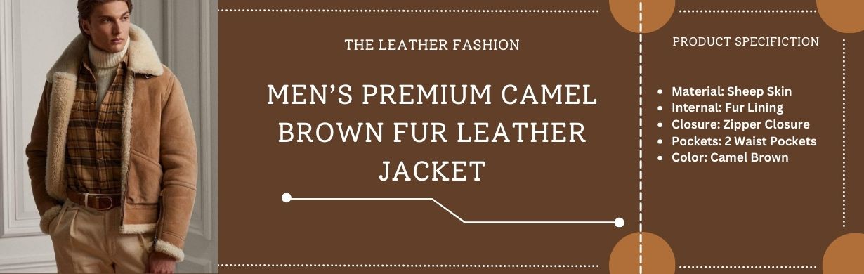 Men's Premium Camel Brown Fur Leather Jacket 1