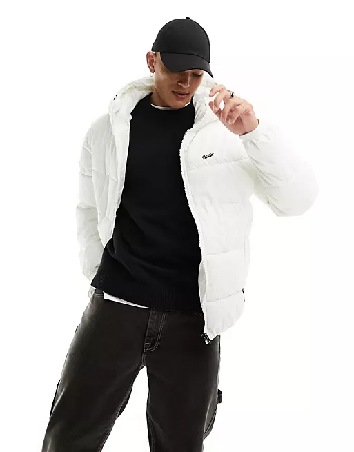 Mens Puffer Jacket With Hood in White