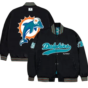 Miami Dolphins GOLF WANG Satin Bomber Jacket