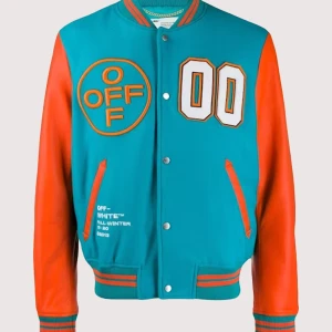 OFF-WHITE Leather Varsity Jacket