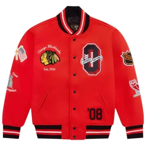 OVO x NHL Chicago Blackhawks Varsity Jacket