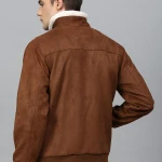 Men Real Brown Suede Leather Padded Jacket