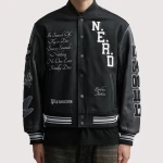 Pleasures Nerd Black Varsity Letterman Jacket