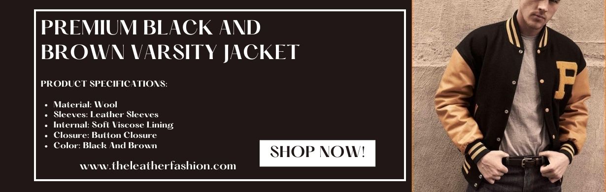 Premium Black And Brown Varsity Jacket 1