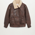 Premium Dark Brown Shearling Leather Jacket For Men