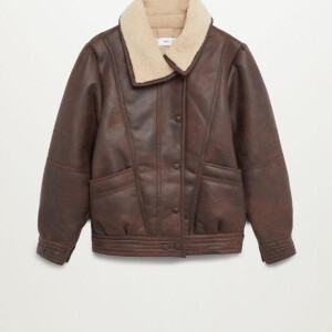 Premium Dark Brown Shearling Leather Jacket For Men
