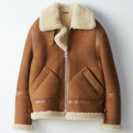 Premium Shearling Collar Leather Jacket For Men