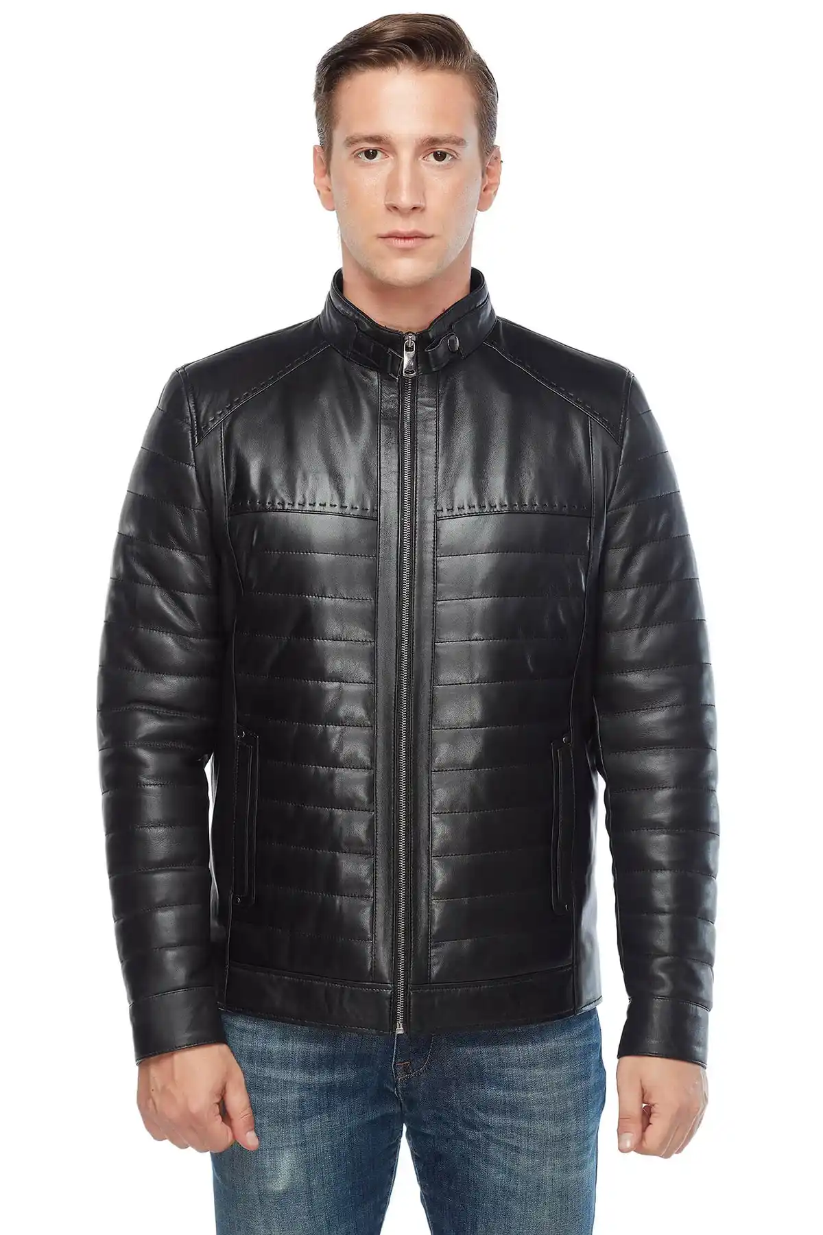 Black Genuine Leather Men’s Coat