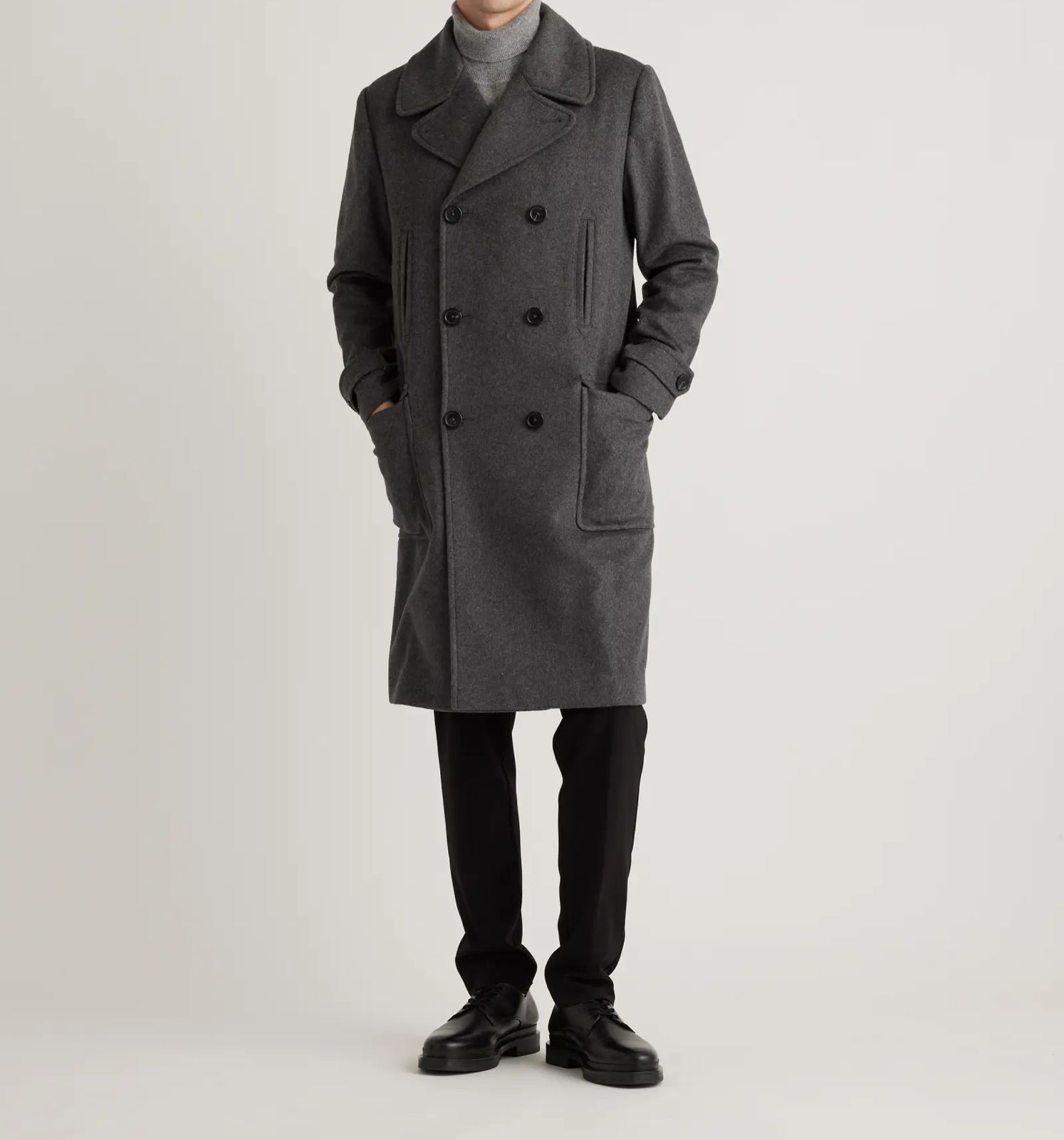 Italian Wool Double-Breasted Long coat