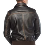 Real Distressed Leather Bomber Jacket