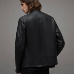 Leather Snap Collar Men's Jacket