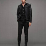 Men's Slim Front Zip Up Leather Jacket