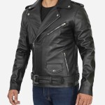 Moto Belted Leather Biker Jacket