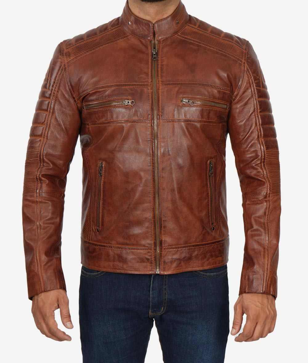 Men’s Brown Cafe Racer Leather Jacket