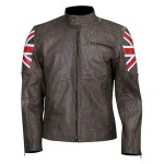Men’s Cafe Racer Style Gray Leather Jacket