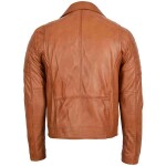 Men’s Real Leather Biker Tan Jacket