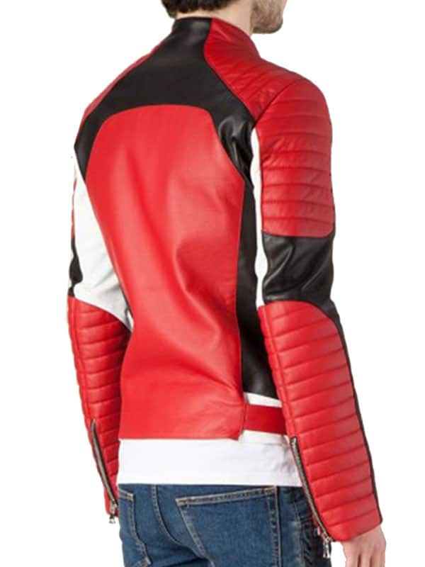 Men’s Fashion Bikers Red Faux Leather Jacket
