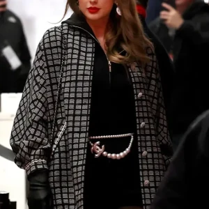 Taylor Swift Black And White Tweed Coat