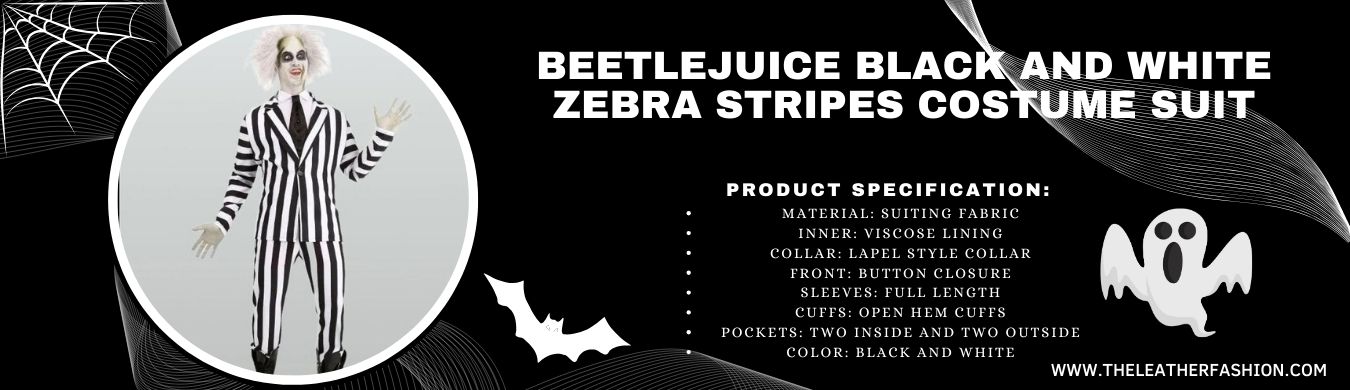 Beetlejuice Black And White Zebra Stripes Costume Suit-1