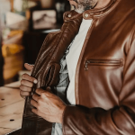 Waxed Natural Pebbled Cowhide Premium Leather Jacket