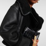 Womens Cropped leather and shearling jacket