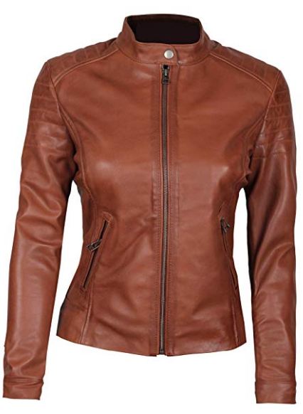Womens Biker Brown Leather Jacket