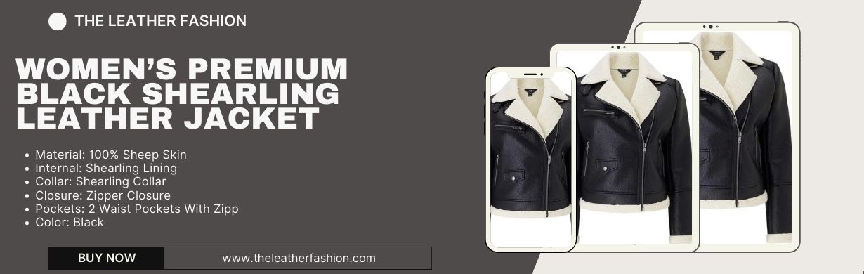 Women's Premium Black Shearling Leather Jacket 1