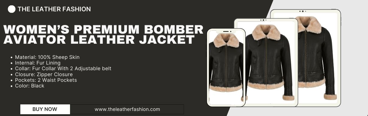 Women's Premium Bomber Aviator Leather Jacket 2