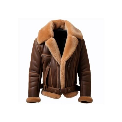 B3 shearling Brown Mens aviator jacket