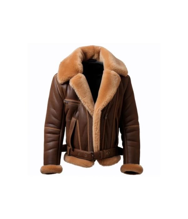 B3 shearling Brown Mens aviator jacket