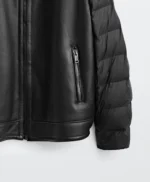 Black Motorcycle Puffer Mens Jacket