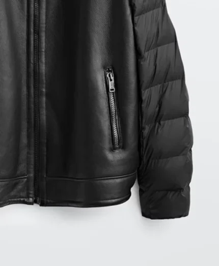Black Motorcycle Puffer Mens Jacket
