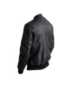 Black Leather Bomber Casual Jacket