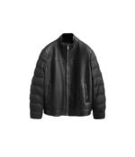 Black Motorcycle Puffer Mens Jacket