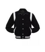 Black White Wool Varsity Jacket
