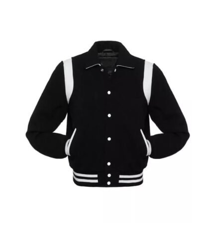 Black White Wool Varsity Jacket