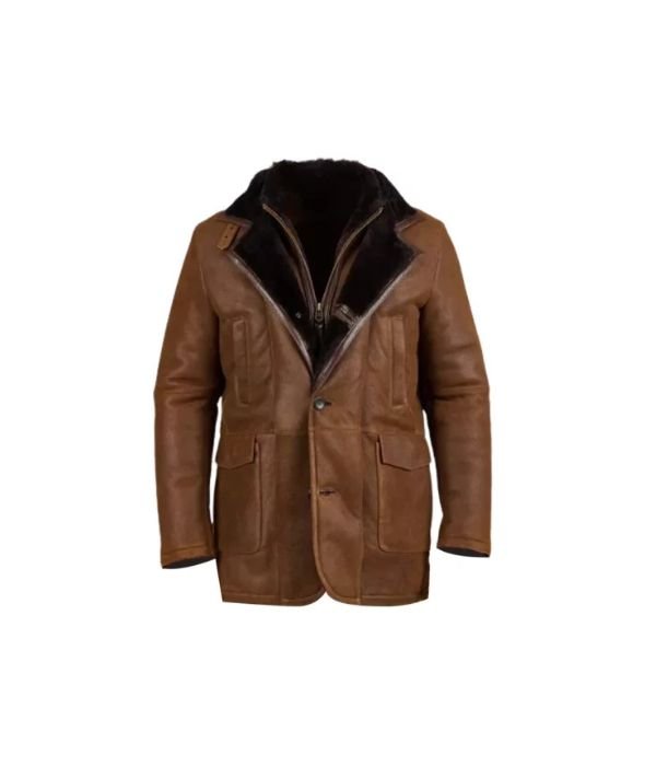 Brown Fur Double Genuine Leather Shearling Coat