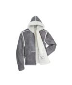 Grey Shearling Leather Jacket