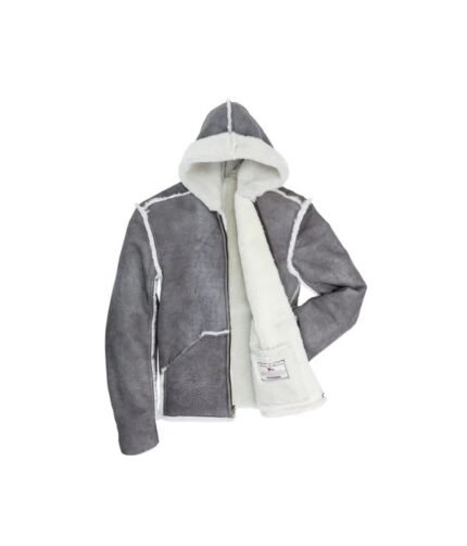 Grey Shearling Leather Jacket