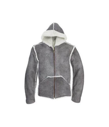 Grey Shearling Leather Jacket