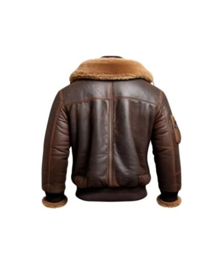 Men Aviator Fur Shearling Bomber Leather Jacket
