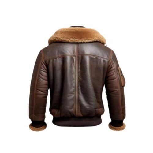 Men Aviator Fur Shearling Bomber Leather Jacket