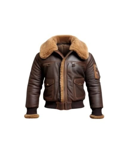 Men Aviator Fur Shearling Bomber Leather Jacket