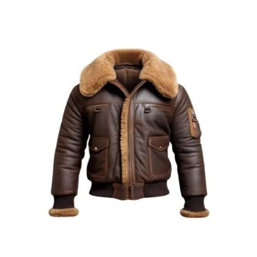 Men Aviator Fur Shearling Bomber Leather Jacket