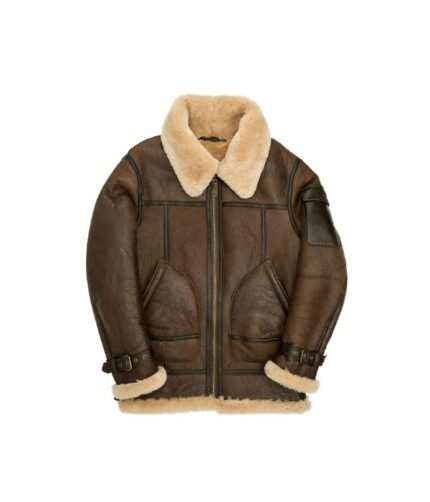 Men Dark Brown Shearling Jacket