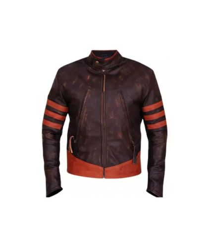 Mens Brown Cafe Racer Motorcycle Distressed Jacket 1