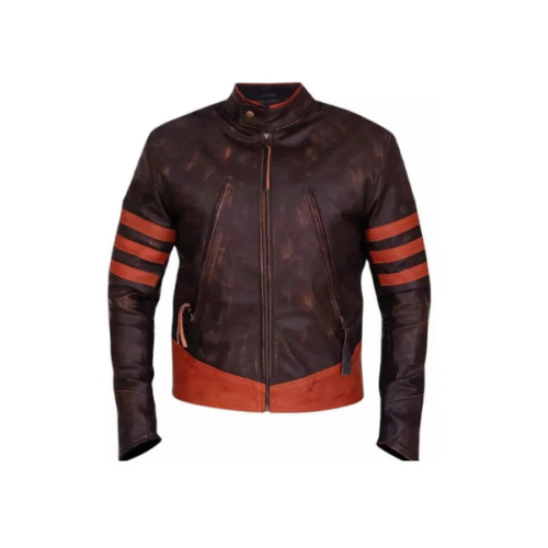 Mens Brown Cafe Racer Motorcycle Distressed Jacket 1