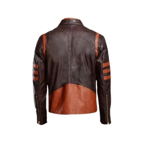 Mens Brown Cafe Racer Motorcycle Distressed Jacket 2