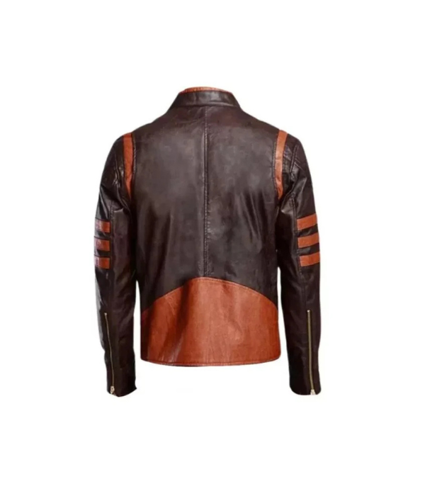 Mens Brown Cafe Racer Motorcycle Distressed Jacket 2