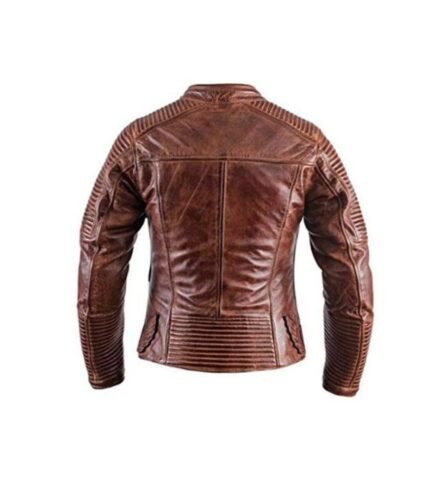 Men’s Brown Distressed Cafe Racer Jacket